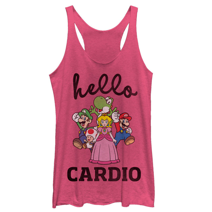 fifth sun Women's Nintendo Mario Hello Cardio Racerback Tank Top