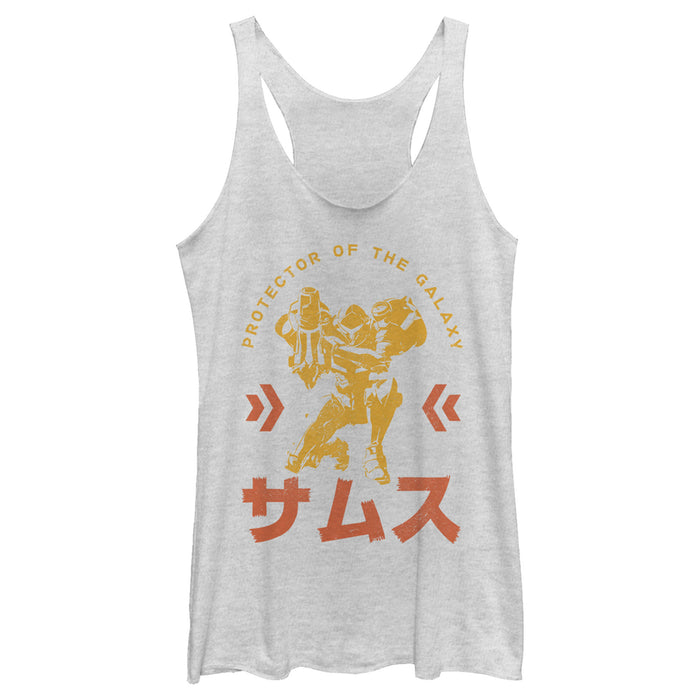 fifth sun Women's Nintendo Metroid Samus Protector of the Universe Kanji Racerback Tank Top