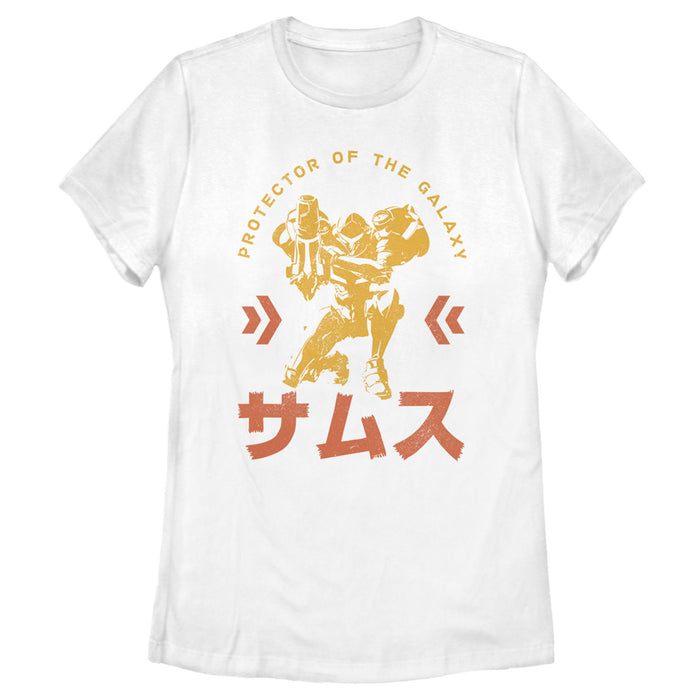 fifth sun Women's Nintendo Metroid Samus Protector of the Universe Kanji T-Shirt
