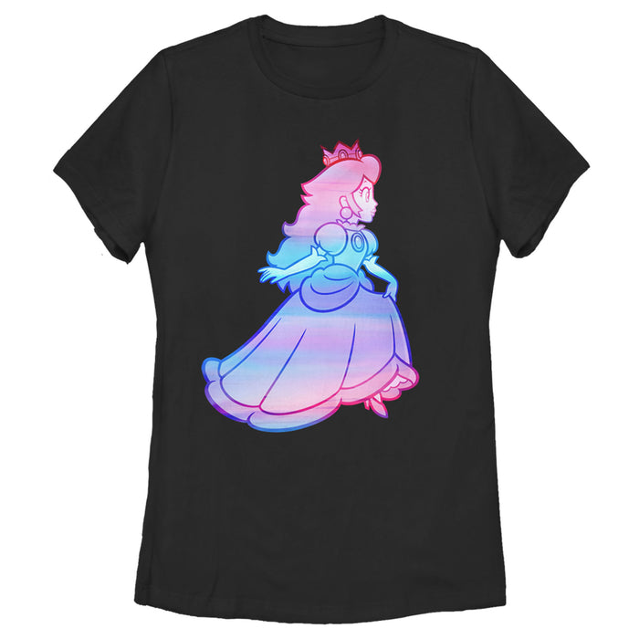 fifth sun Women's Nintendo Princess Peach Rainbow Fade T-Shirt