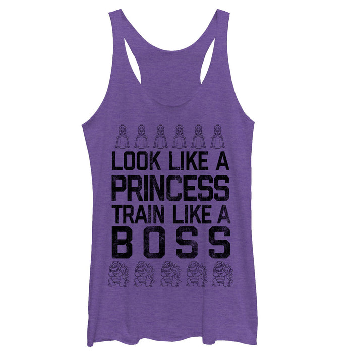 fifth sun Women's Nintendo Princess Peach Train Like Boss Racerback Tank Top