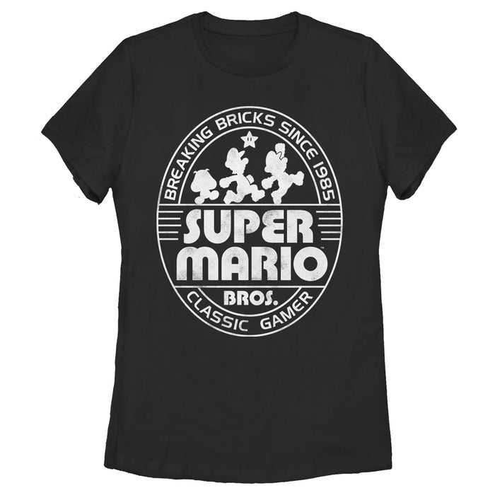 fifth sun Women's Nintendo Super Mario Brick Break 85 Classic Gamer T-Shirt