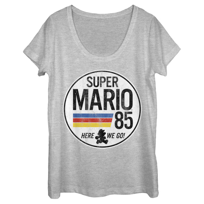 fifth sun Women's Nintendo Super Mario Retro Rainbow Ring Scoop Neck