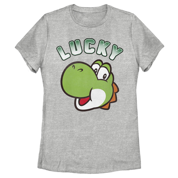 fifth sun Women's Nintendo Super Mario St. Patrick's Day Lucky Yoshi T-Shirt