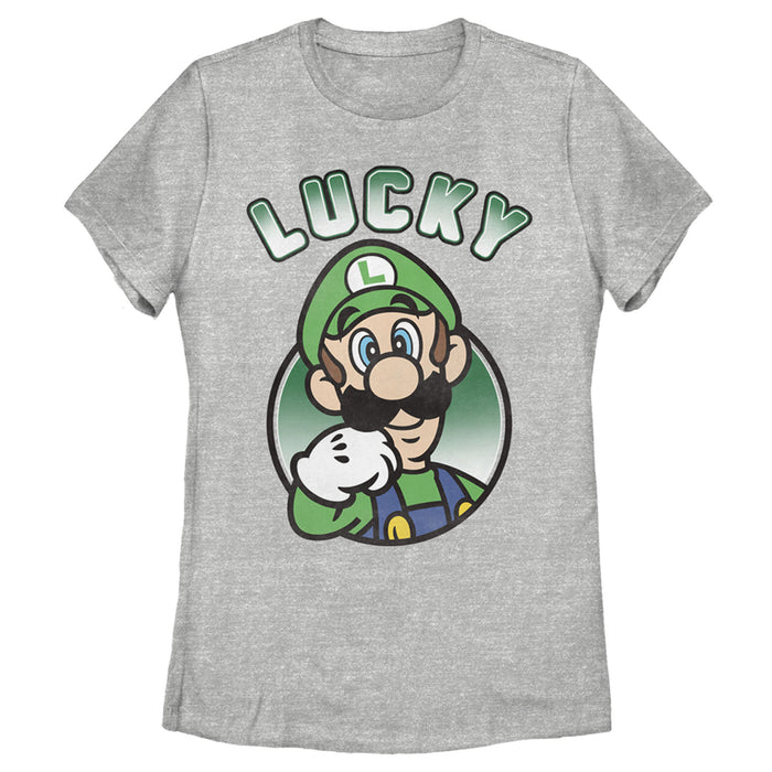 fifth sun Women's Nintendo Super Mario St. Patrick's Day Lucky Luigi Retro T-Shirt