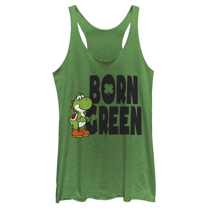 fifth sun Women's Nintendo Super Mario Yoshi St. Patrick's Born Racerback Tank Top