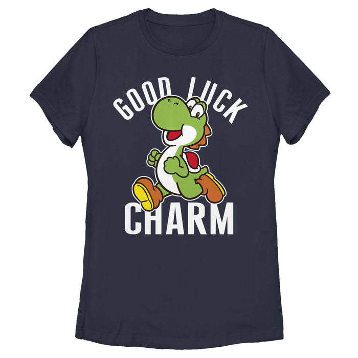 fifth sun Women's Nintendo Super Mario Yoshi St. Patrick's Good Luck Charm T-Shirt