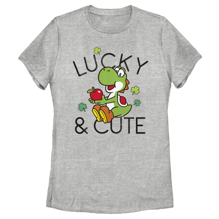 fifth sun Women's Nintendo Super Mario Yoshi St. Patrick's Lucky and Cute T-Shirt