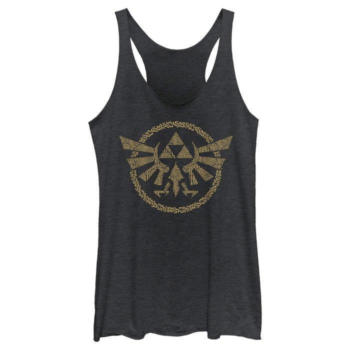 fifth sun Women's Nintendo The Legend of Zelda: Tears of the Kingdom Gold Hyrule Crest Racerback Tank Top