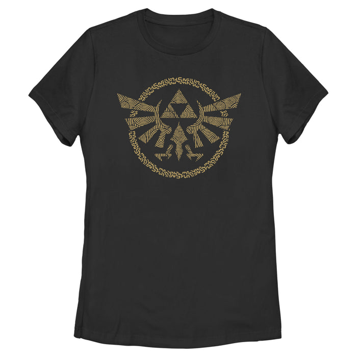 fifth sun Women's Nintendo The Legend of Zelda: Tears of the Kingdom Gold Hyrule Crest T-Shirt