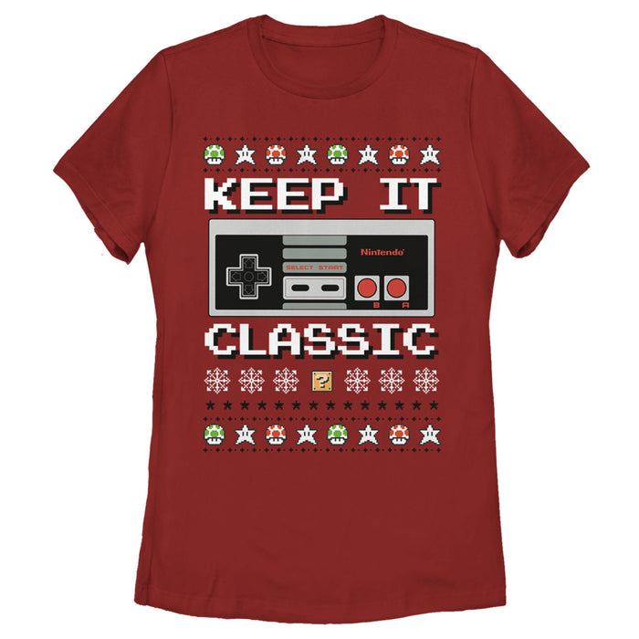 fifth sun Women's Nintendo Ugly Christmas NES Classic Controller T-Shirt