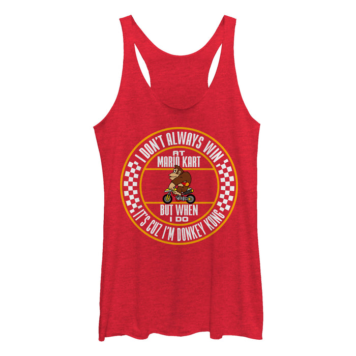 fifth sun Women's Nintendo Win Mario Kart Cuz Donkey Kong Racerback Tank Top