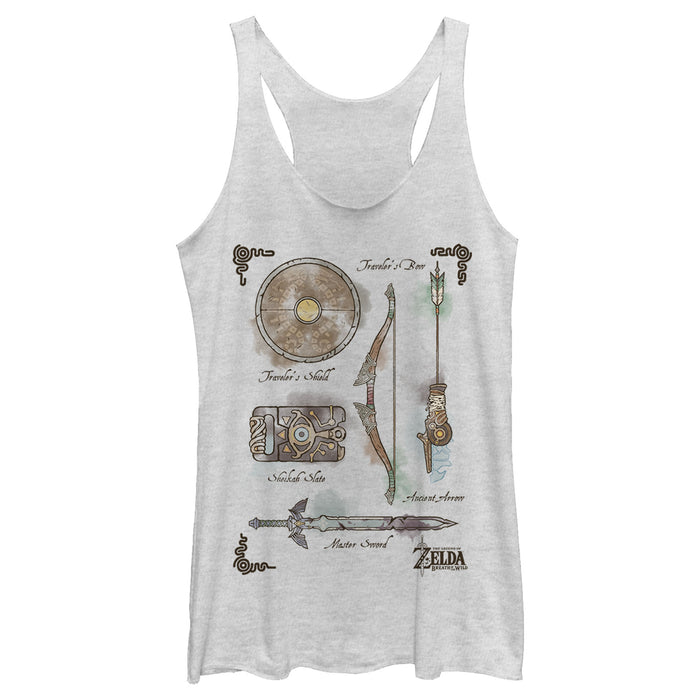 fifth sun Women's Nintendo Zelda Quest Gear Array Racerback Tank Top