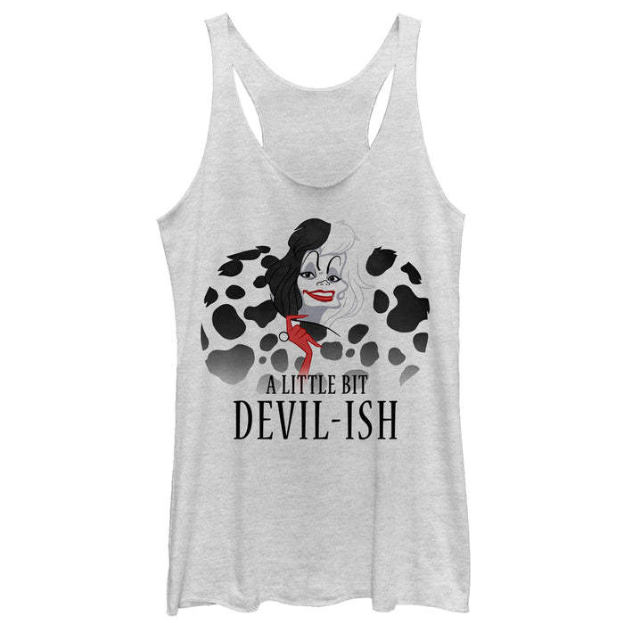 fifth sun Women's One Hundred and One Dalmatians Cruella Devilish Racerback Tank Top