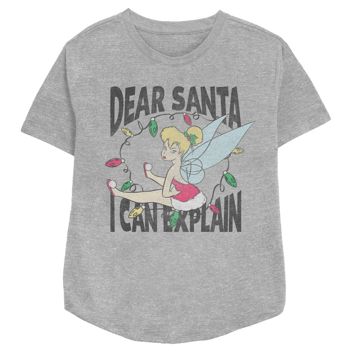 fifth sun Women's Peter Pan Distressed Dear Santa I Can Explain T-Shirt