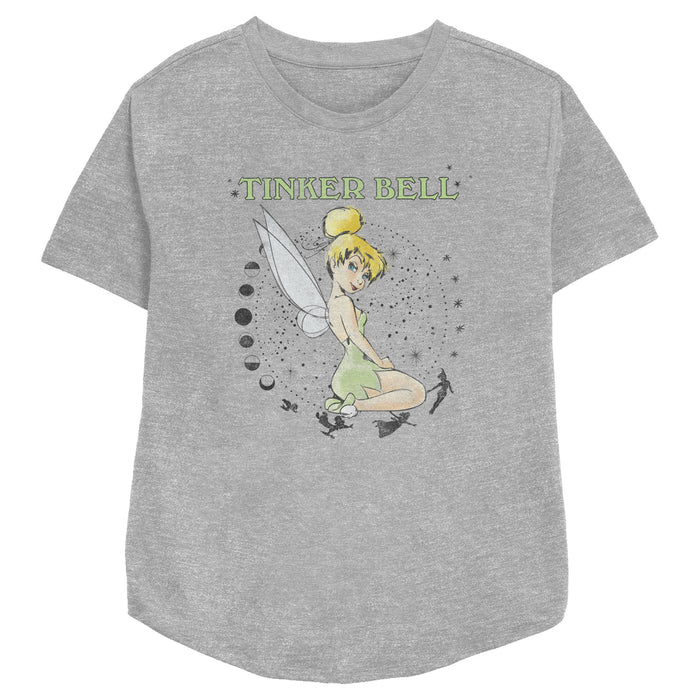 fifth sun Women's Peter Pan Distressed Moon Phases T-Shirt