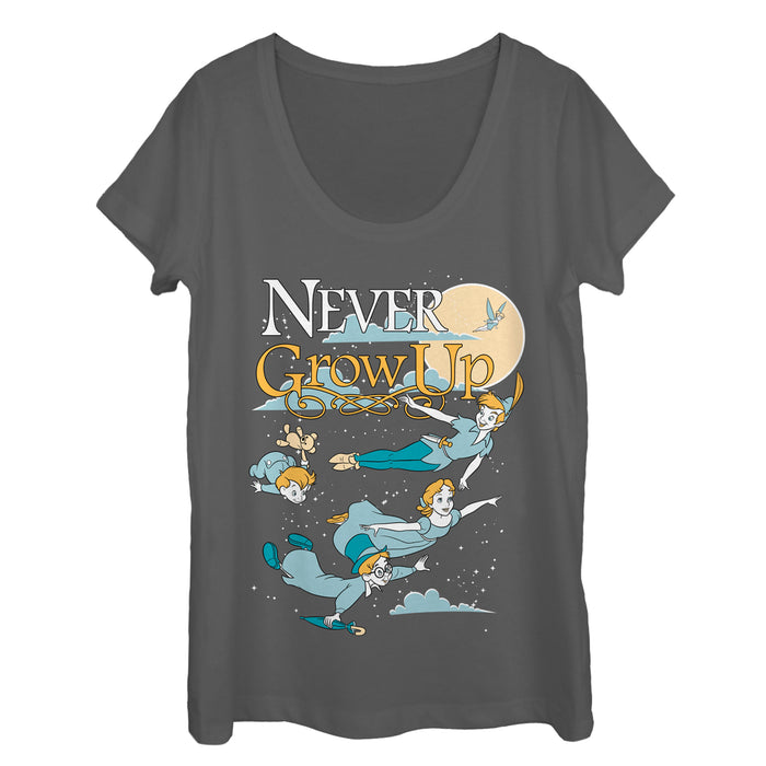 fifth sun Women's Peter Pan Never Grow Up Scoop Neck