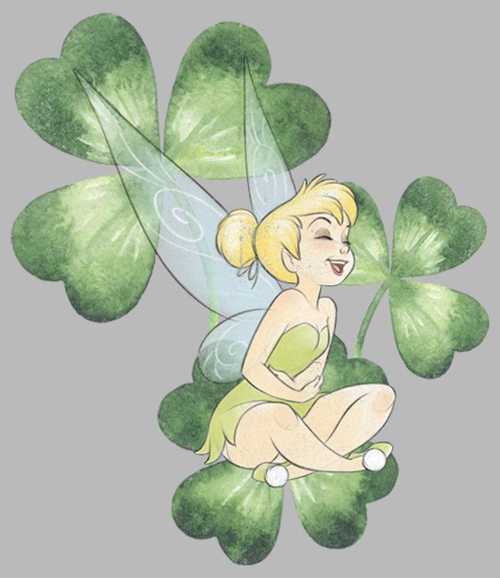 Fifth Sun Women's Peter Pan Peter Pan St. Patrick's Day Tinkerbell Shamrocks Distressed T-Shirt