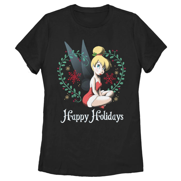 fifth sun Women's Peter Pan Peter Pan Tinker Bell Happy Holidays T-Shirt
