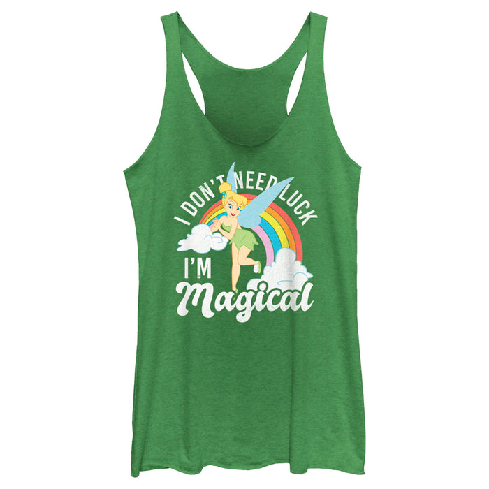 fifth sun Women's Peter Pan St. Patrick's Day Tinkerbell I Don't Need Luck I'm Magical Racerback Tank Top