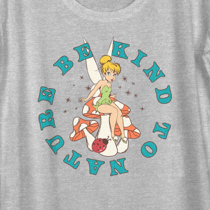 Fifth Sun Women's Peter Pan Tinker Bell Be Kind To Nature Mushroom Scoop Neck