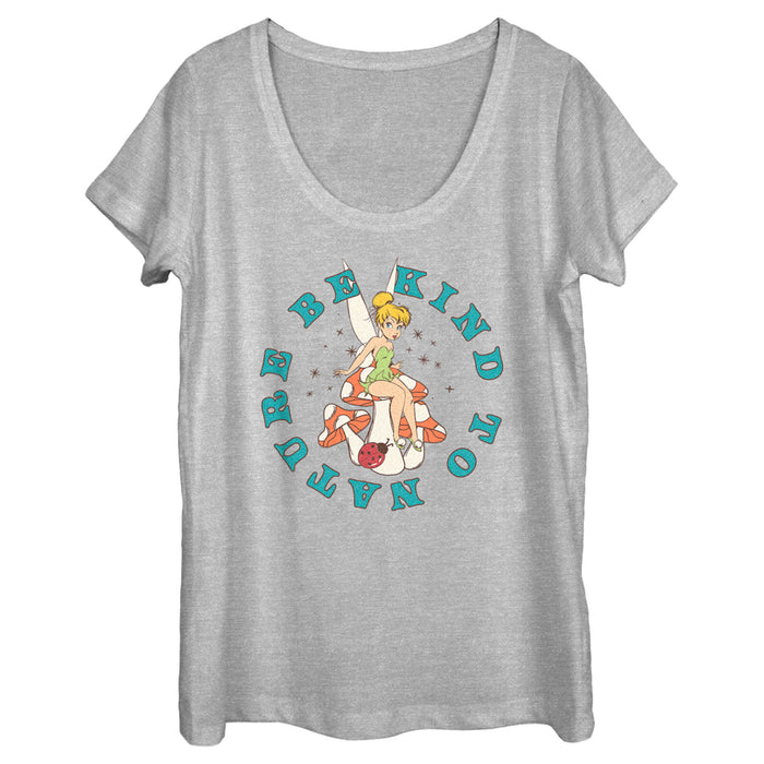 fifth sun Women's Peter Pan Tinker Bell Be Kind to Nature Mushroom Scoop Neck