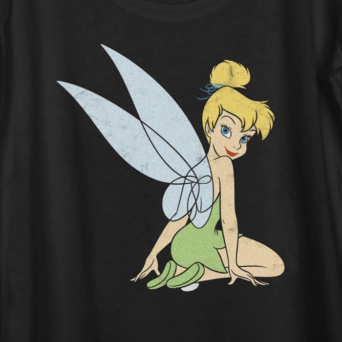 Fifth Sun Women's Peter Pan Tinker Bell Distressed Wings Portrait Scoop Neck