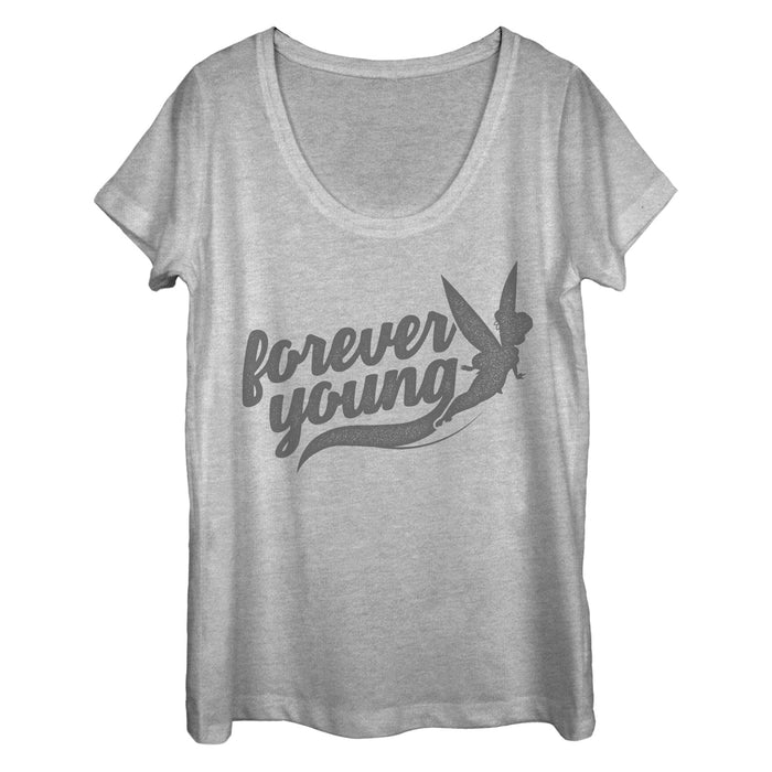 fifth sun Women's Peter Pan Tinker Bell Forever Young Scoop Neck