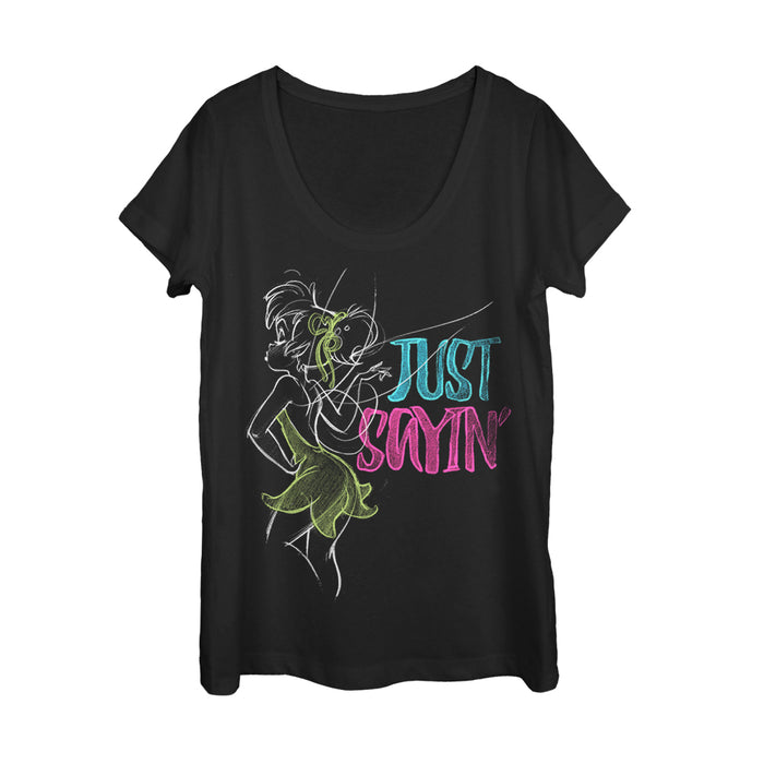 fifth sun Women's Peter Pan Tinker Bell Just Saying Scoop Neck