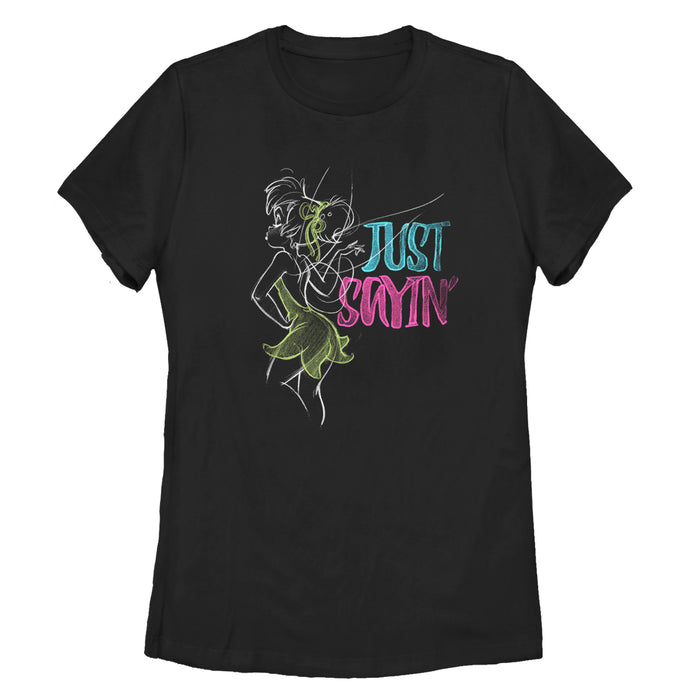 fifth sun Women's Peter Pan Tinker Bell Just Saying T-Shirt