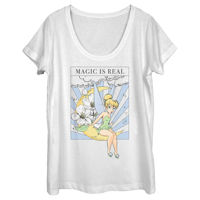 fifth sun Women's Peter Pan Tinker Bell Magic is Real Tarot Card Scoop Neck