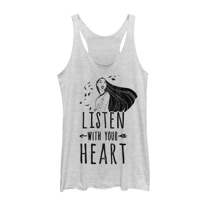 fifth sun Women's Pocahontas Listen Heart Racerback Tank Top