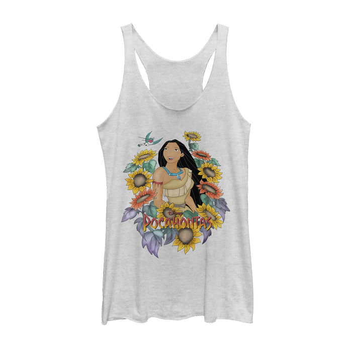 fifth sun Women's Pocahontas Sunflower Frame Racerback Tank Top