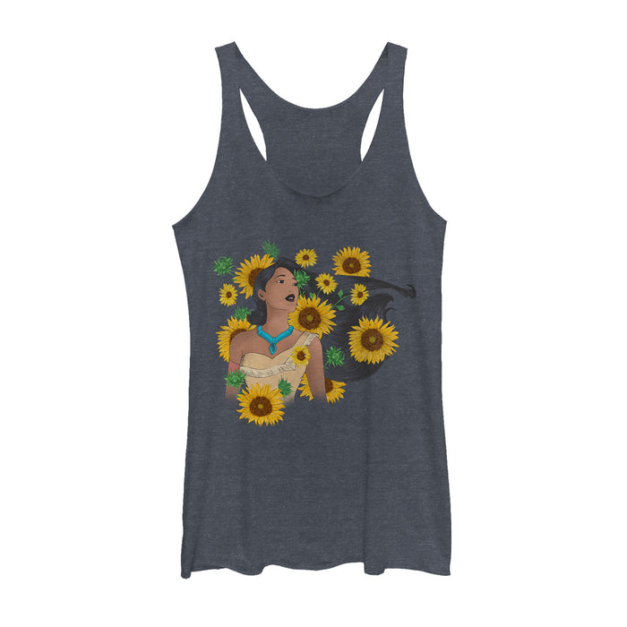 fifth sun Women's Pocahontas Sunflowers Racerback Tank Top