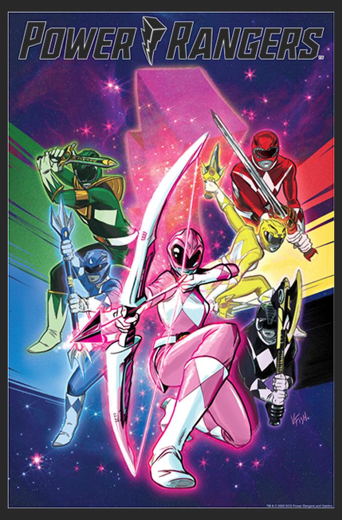 Fifth Sun Women's Power Rangers Cartoon Poster T-Shirt