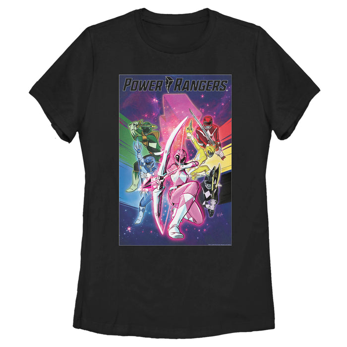 fifth sun Women's Power Rangers Cartoon Poster T-Shirt