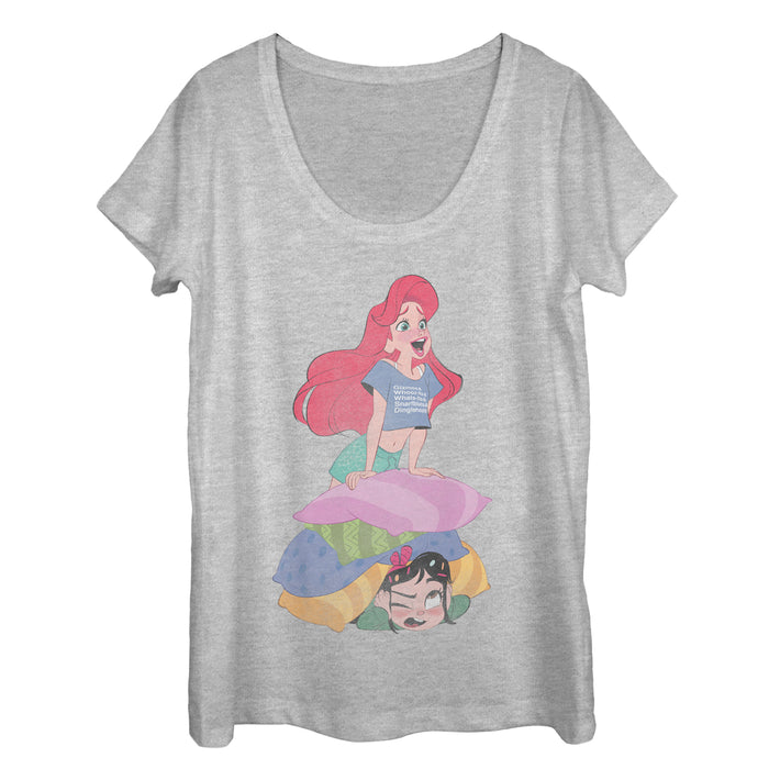 fifth sun Women's Ralph Breaks the Internet Ariel Pillow Scoop Neck
