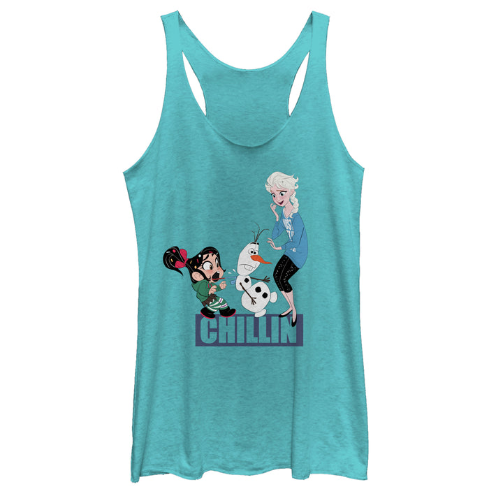 fifth sun Women's Ralph Breaks the Internet Elsa Chillin Racerback Tank Top