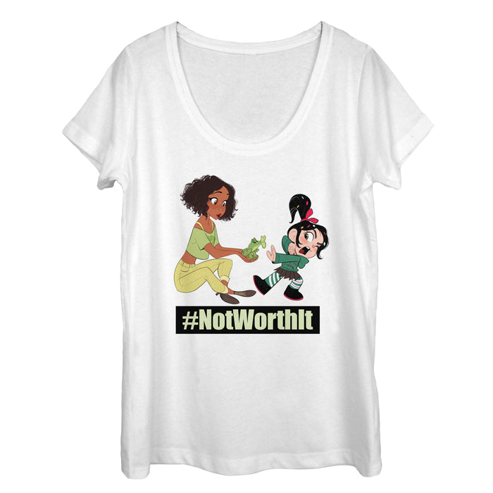 fifth sun Women's Ralph Breaks the Internet Not Worth Frog Kiss Scoop Neck