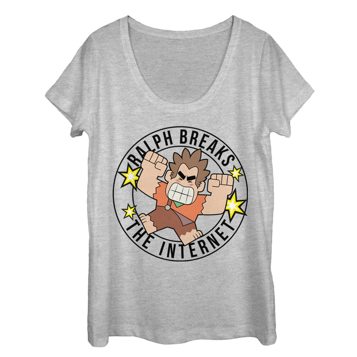 fifth sun Women's Ralph Breaks the Internet Symbol Scoop Neck