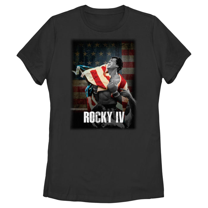 fifth sun Women's Rocky IV Balboa American Flag T-Shirt