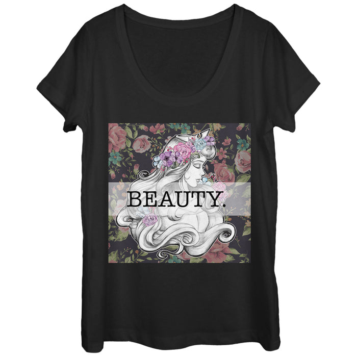 fifth sun Women's Sleeping Beauty Aurora Floral Print Scoop Neck