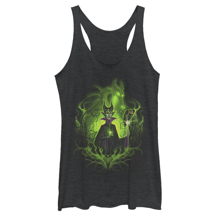 fifth sun Women's Sleeping Beauty Dark Detailed Maleficent Racerback Tank Top