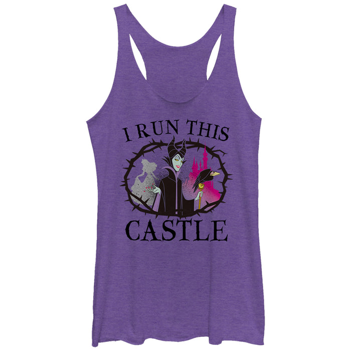 fifth sun Women's Sleeping Beauty Maleficent Castle Racerback Tank Top