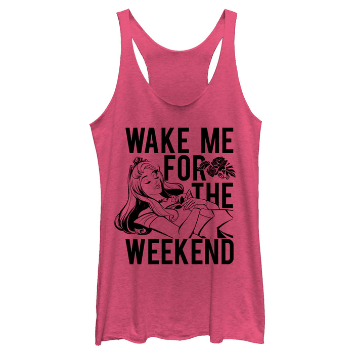 fifth sun Women's Sleeping Beauty Wake Me for Weekend Racerback Tank Top