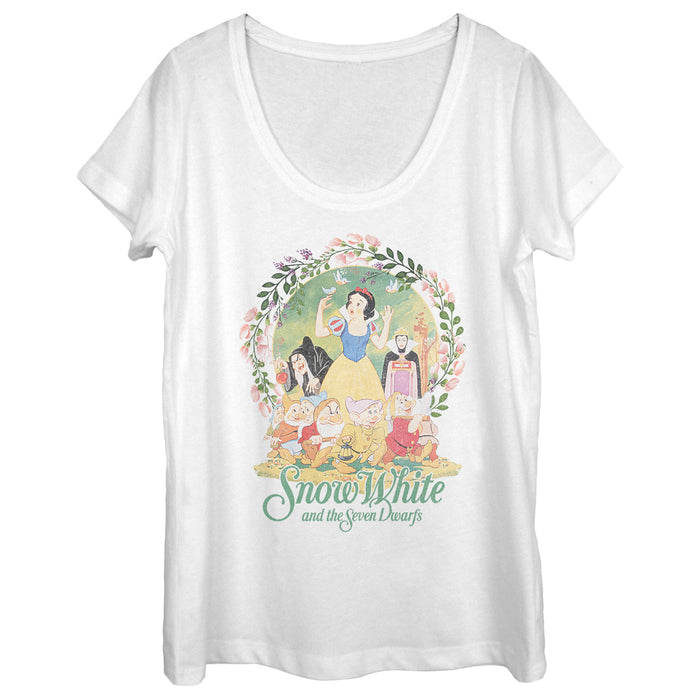 fifth sun Women's Snow White and the Seven Dwarfs Wreath Scoop Neck