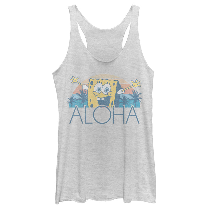fifth sun Women's SpongeBob SquarePants Aloha Sunset Racerback Tank Top
