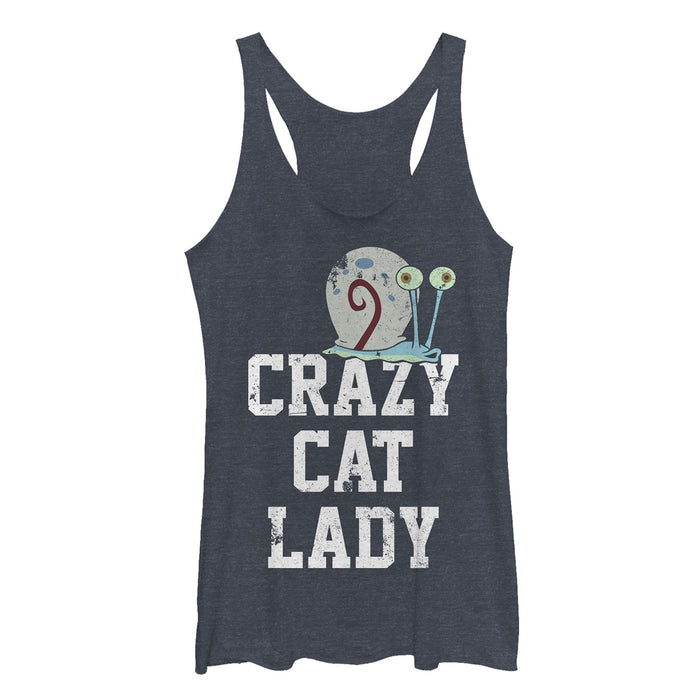 fifth sun Women's SpongeBob SquarePants Gary Crazy Cat Lady Racerback Tank Top