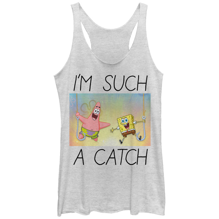 fifth sun Women's SpongeBob SquarePants Such A Catch Racerback Tank Top