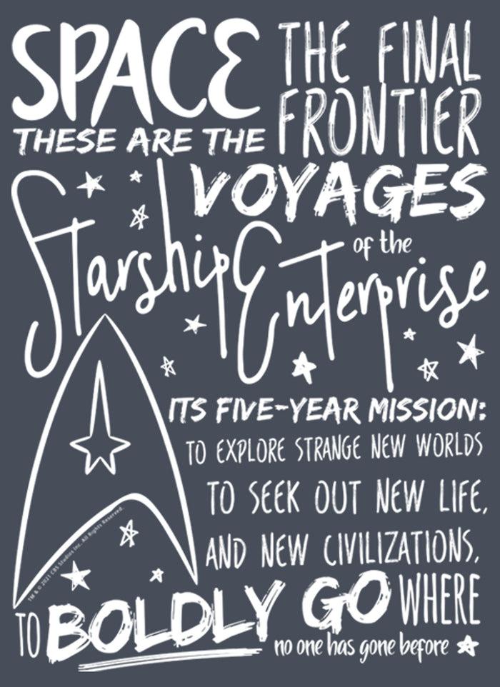 Fifth Sun Women's Star Trek 5-Year Mission Text Racerback Tank Top